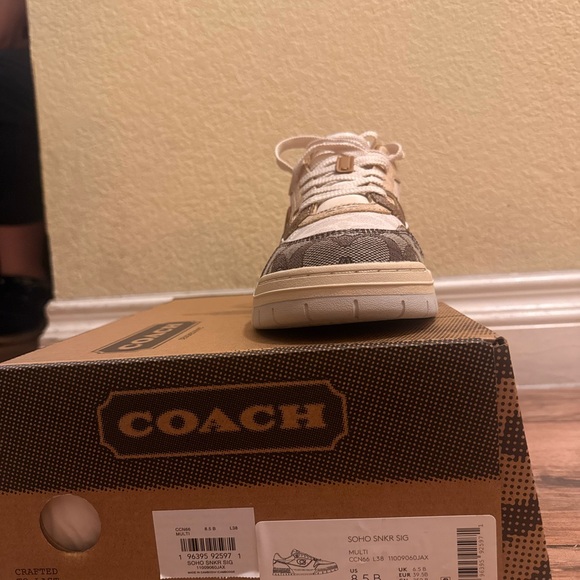 Coach Soho Signature Sneakers in Cream and Brown - Picture 3 of 3